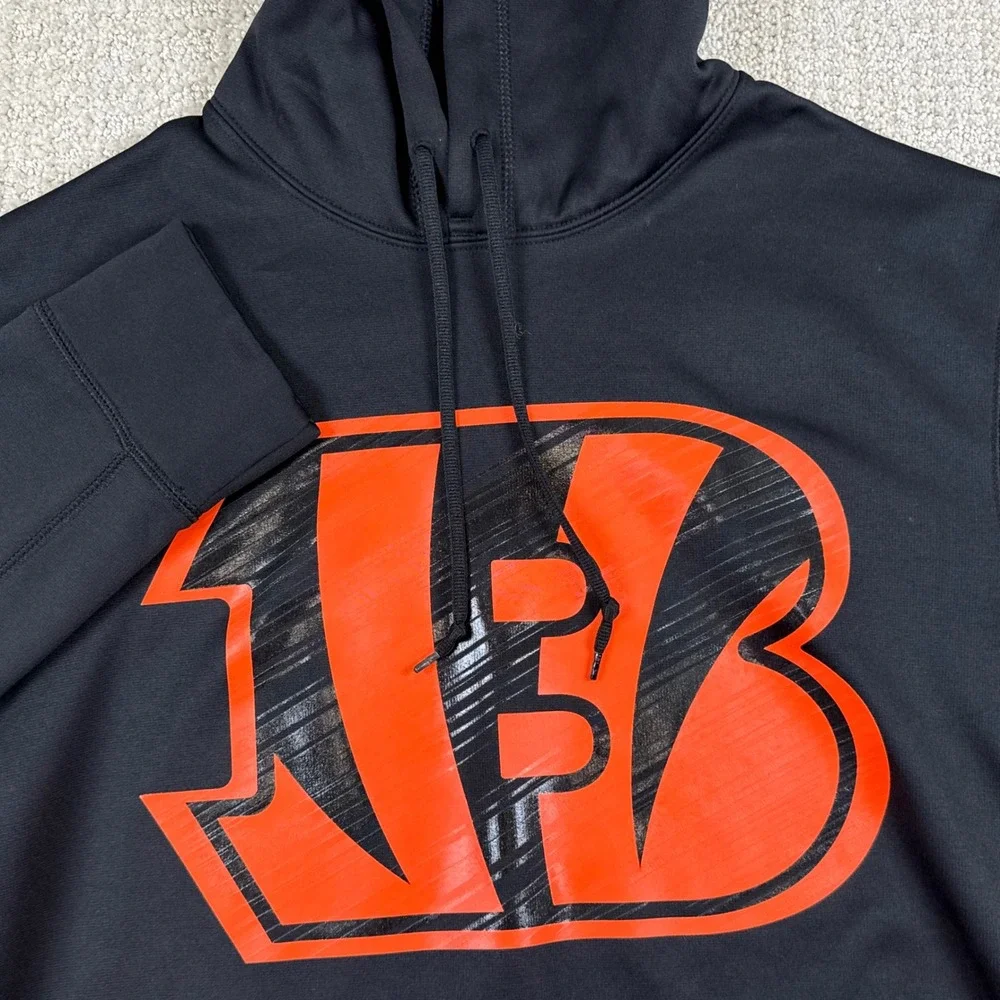 Nike Therma-Fit Men Medium Cincinnati Bengals Black Fleece Pullover Hoodie *Read